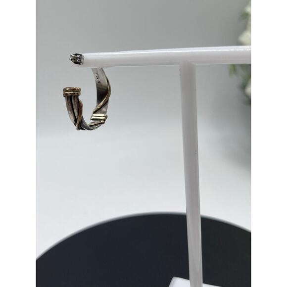 RMJ Signed Designer Sterling Silver 1/20 12k Gold filled Wrapped Hoop Earrings - Picture 9 of 12